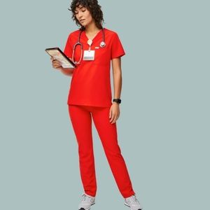 FIGS Scrub Top Awesome Red XL